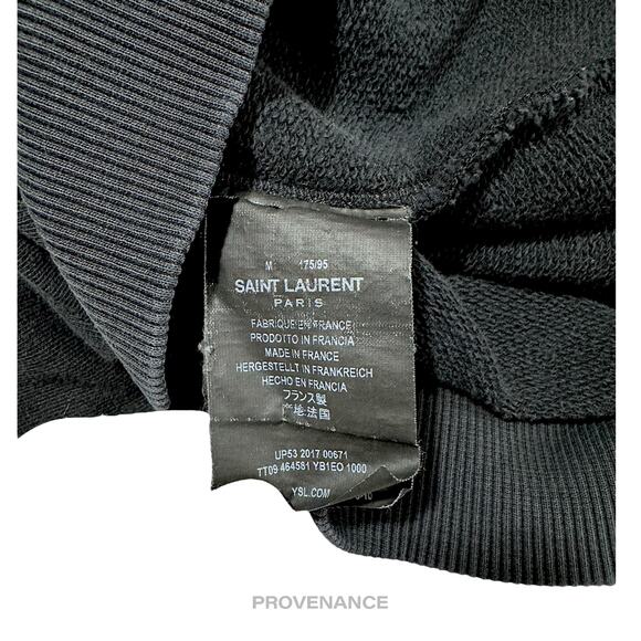 🔴 Saint Laurent Paris SLP Logo Hoodie - Distressed Black M - Picture 11 of 12